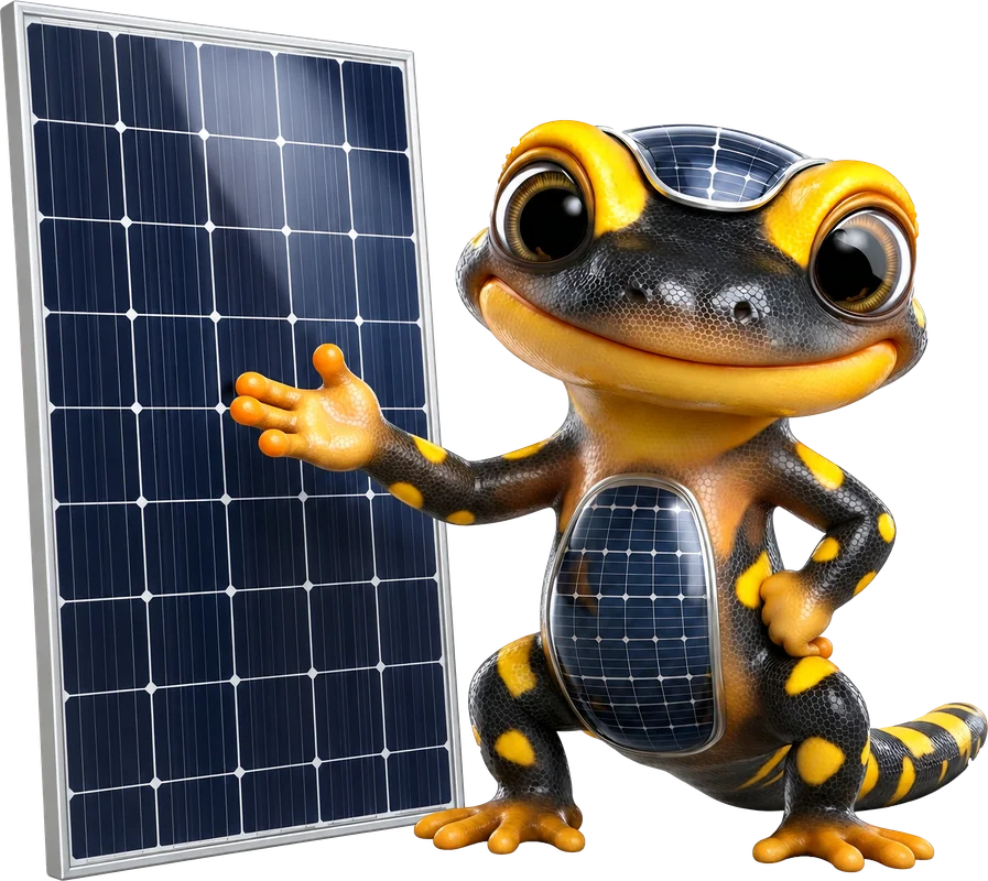 Der SOLARMANDA präsentiert ein großes Solarmodul